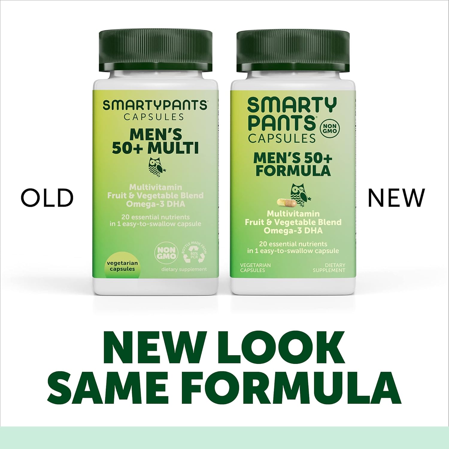 Men's 50+ Multivitamin with Omega-3 DHA, Zinc, Vitamins D3, C, B6, B12, A, Folate, Selenium - 30 Day Supply