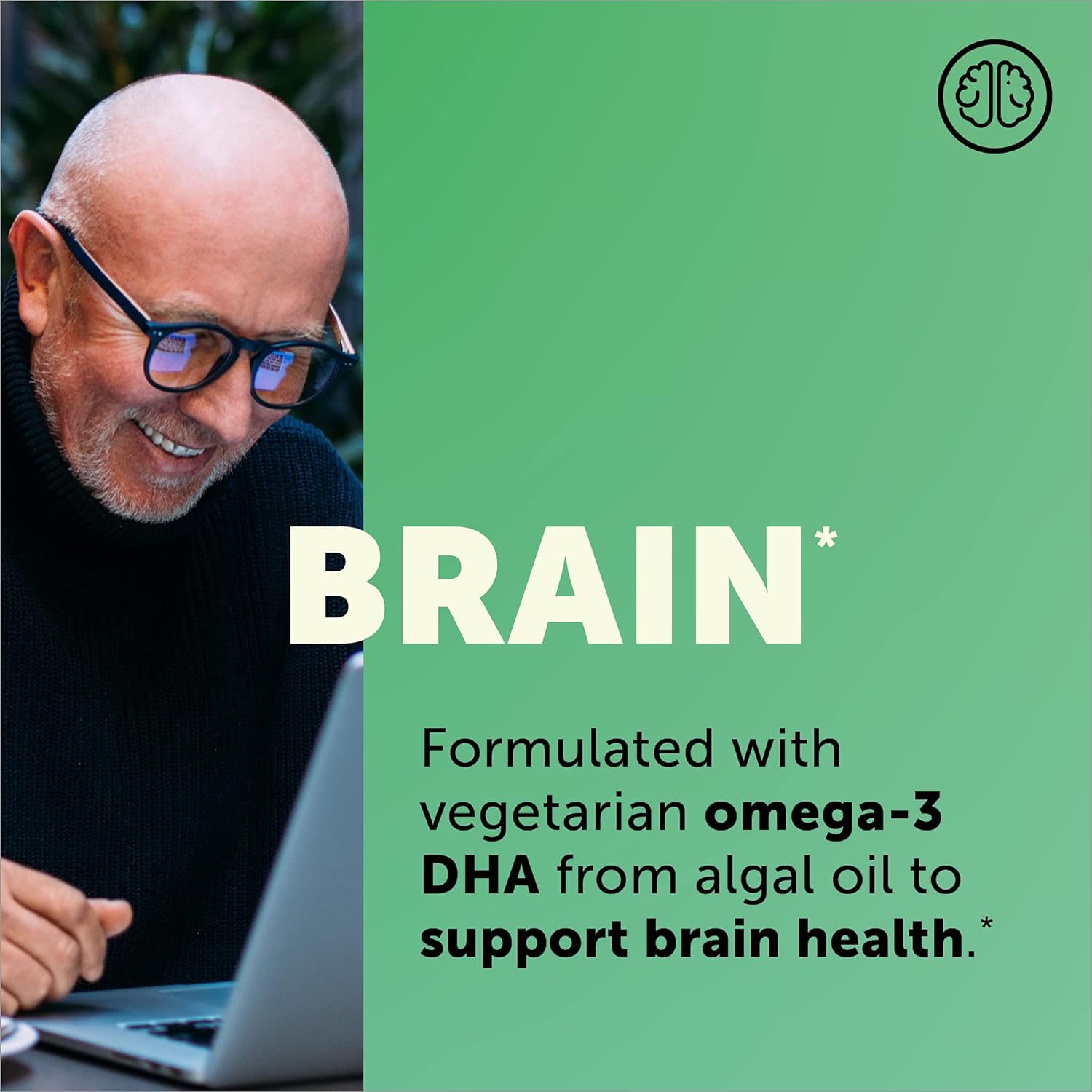 Men's 50+ Multivitamin with Omega-3 DHA, Zinc, Vitamins D3, C, B6, B12, A, Folate, Selenium - 30 Day Supply