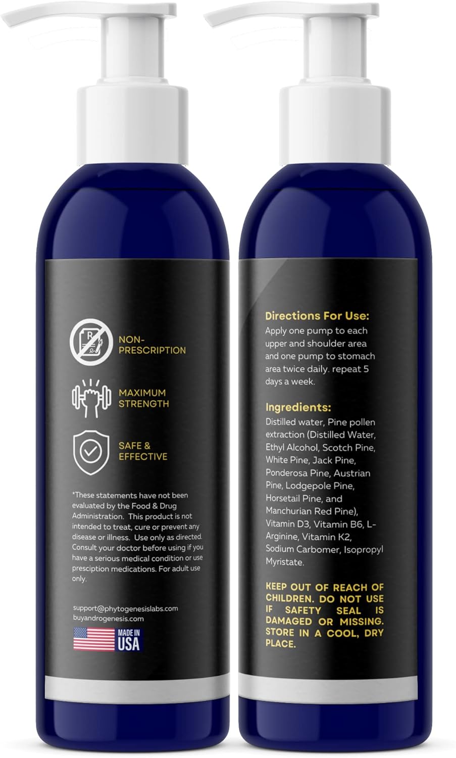 Men's Androgenesis Gel with Vitamins D3, K2, B6, L-Arginine - Muscle Recovery, Energy Boost, Healthy Aging - Low Testosterone Support Booster