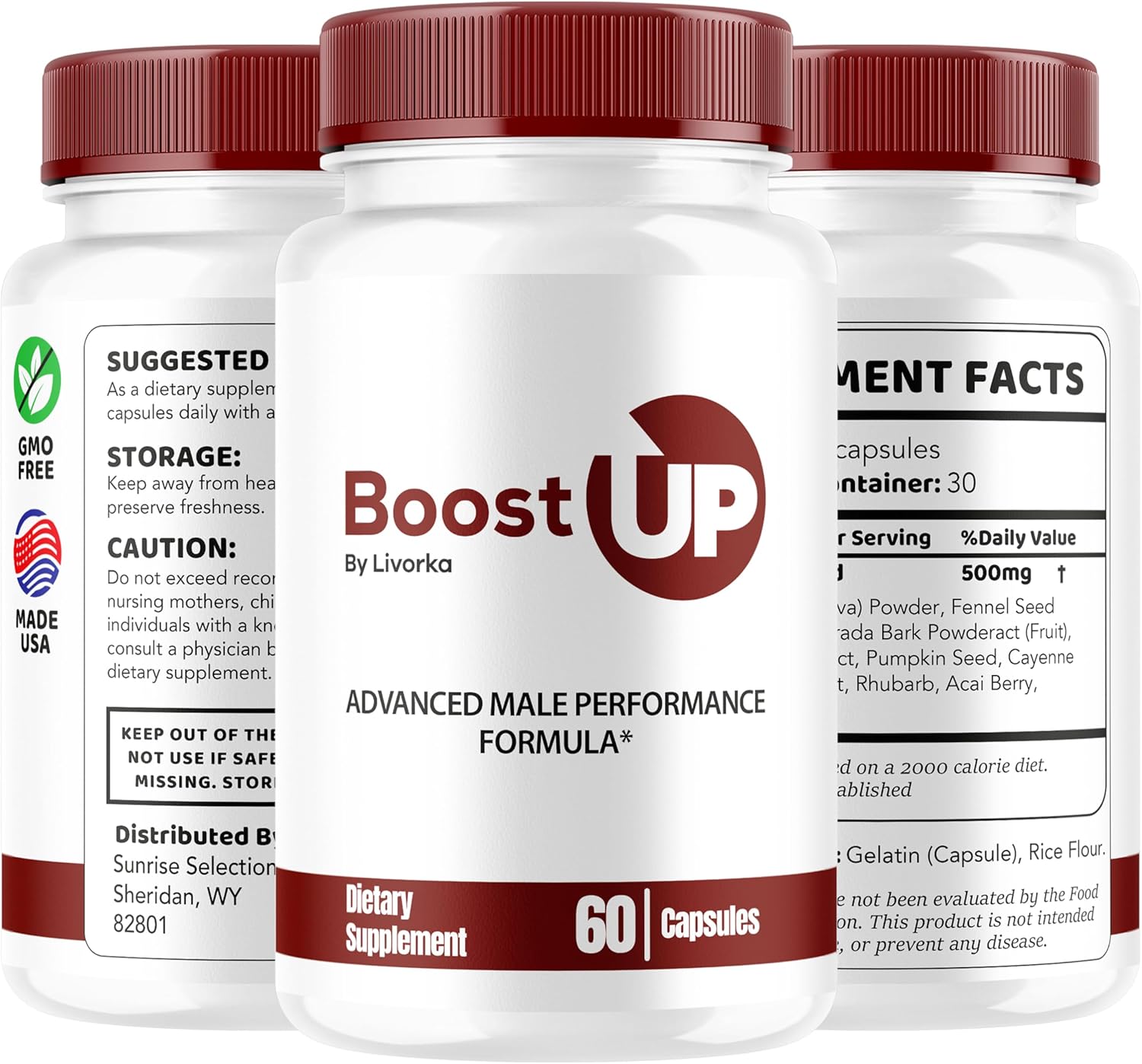 Men's Boost Up Supplement - Advanced Formula Boost Up Pills for Men, 60 Capsules