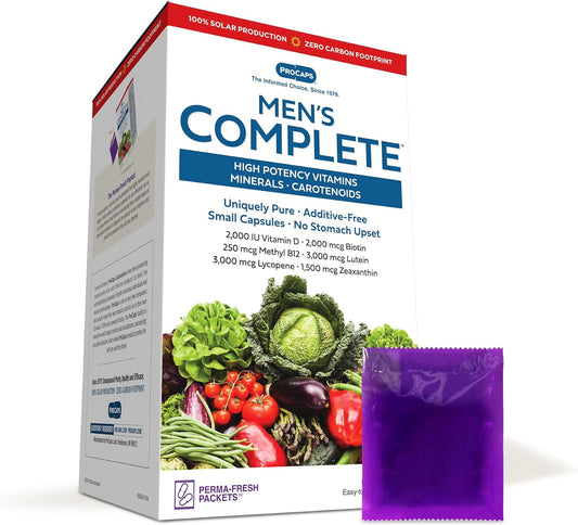 Men's Complete Multivitamin - 120 Packets, High Potency with 30+ Nutrients, Essential Vitamins, Minerals, Carotenoids. Easy-to-Swallow, No Binders, Fillers, Additives.