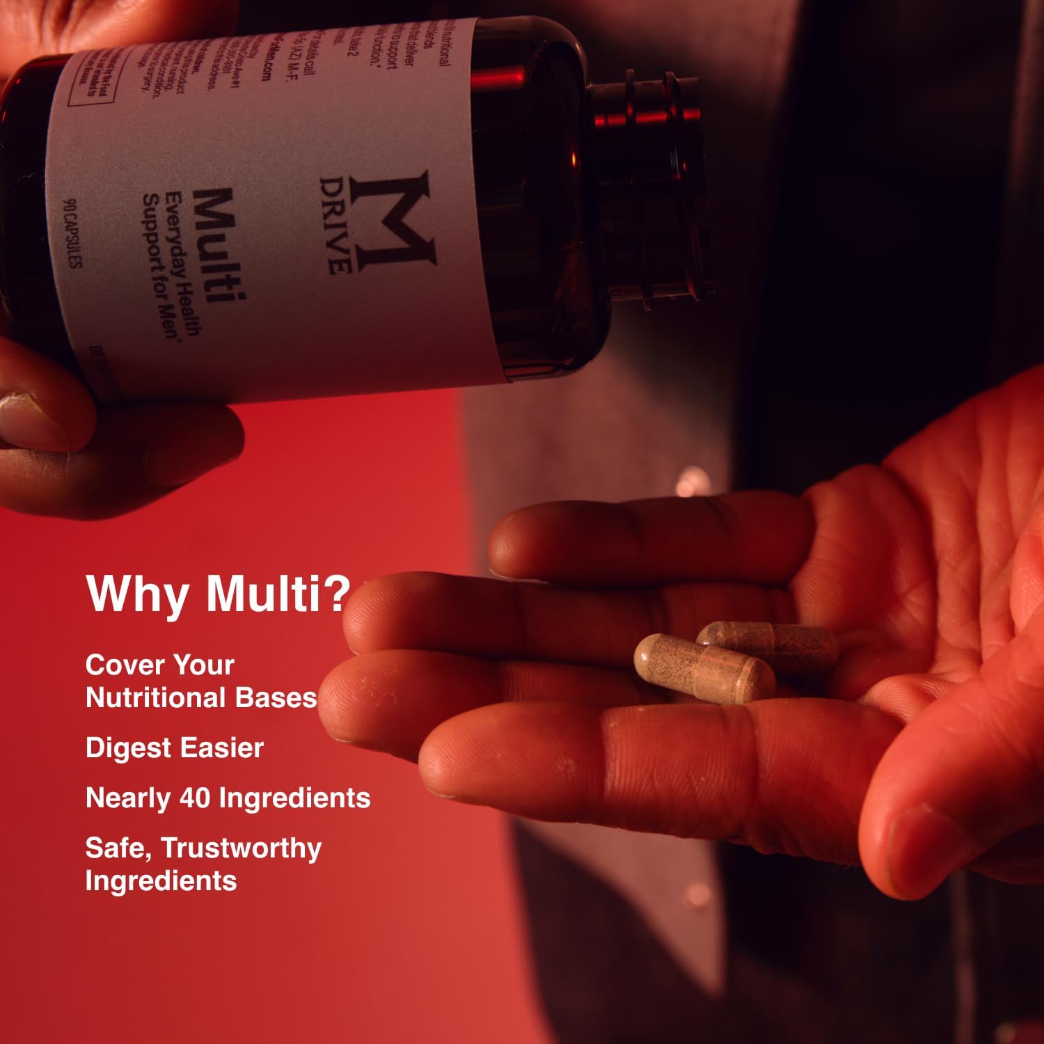 Men's Daily Multivitamin with Immune Health Support - Zinc, Selenium, Manganese, Vitamin D - Digestive Enzymes, CoQ10, Vitamin K2 - 90 Capsules