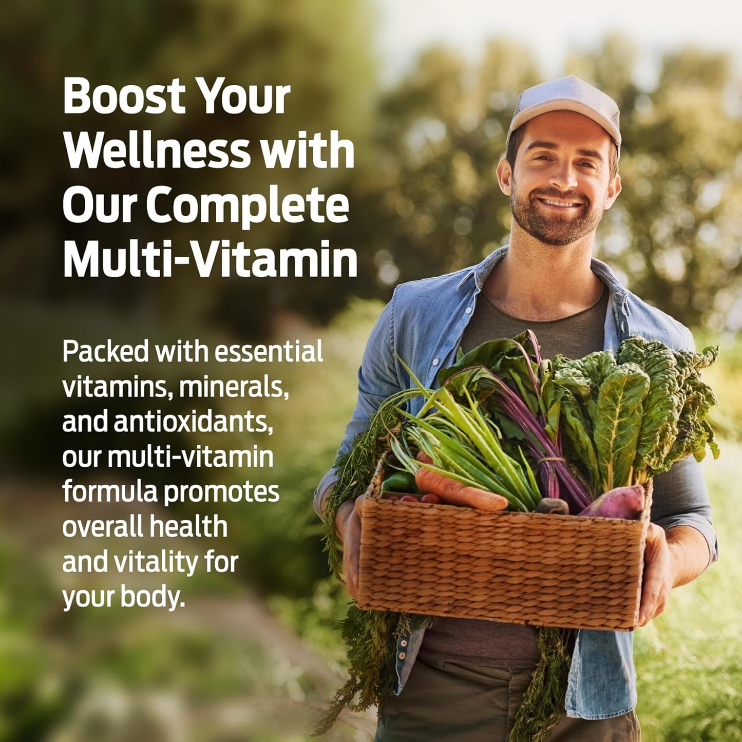 Men's Daily Multivitamin with Vitamin A, C, D, E, B12, Magnesium & Zinc - Energy & Immune Support - Non-GMO - 60 Veg Caps