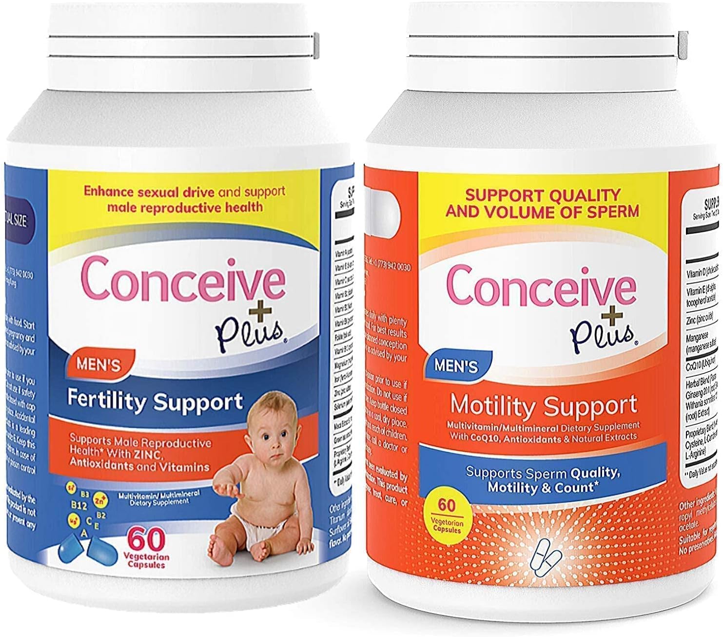 Mens Fertility Bundle: Conceive Plus Motility Supplement Capsules (60 Count)