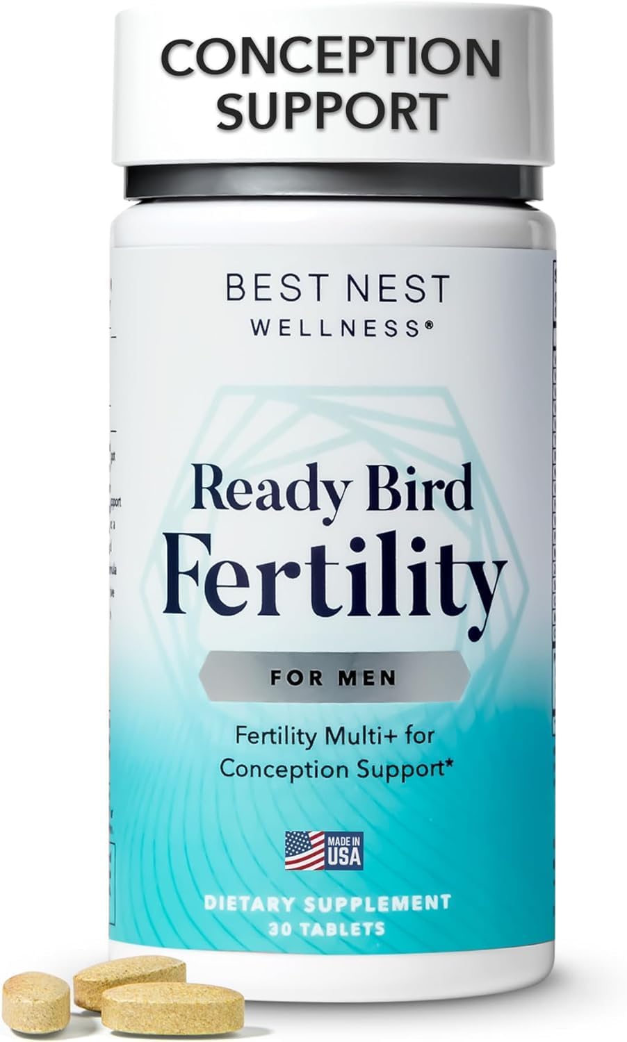 Men's Fertility Multivitamin Supplement with Methylated Vitamins, Antioxidants, Magnesium, & Zinc - 30 Tablets by Best Nest Wellness