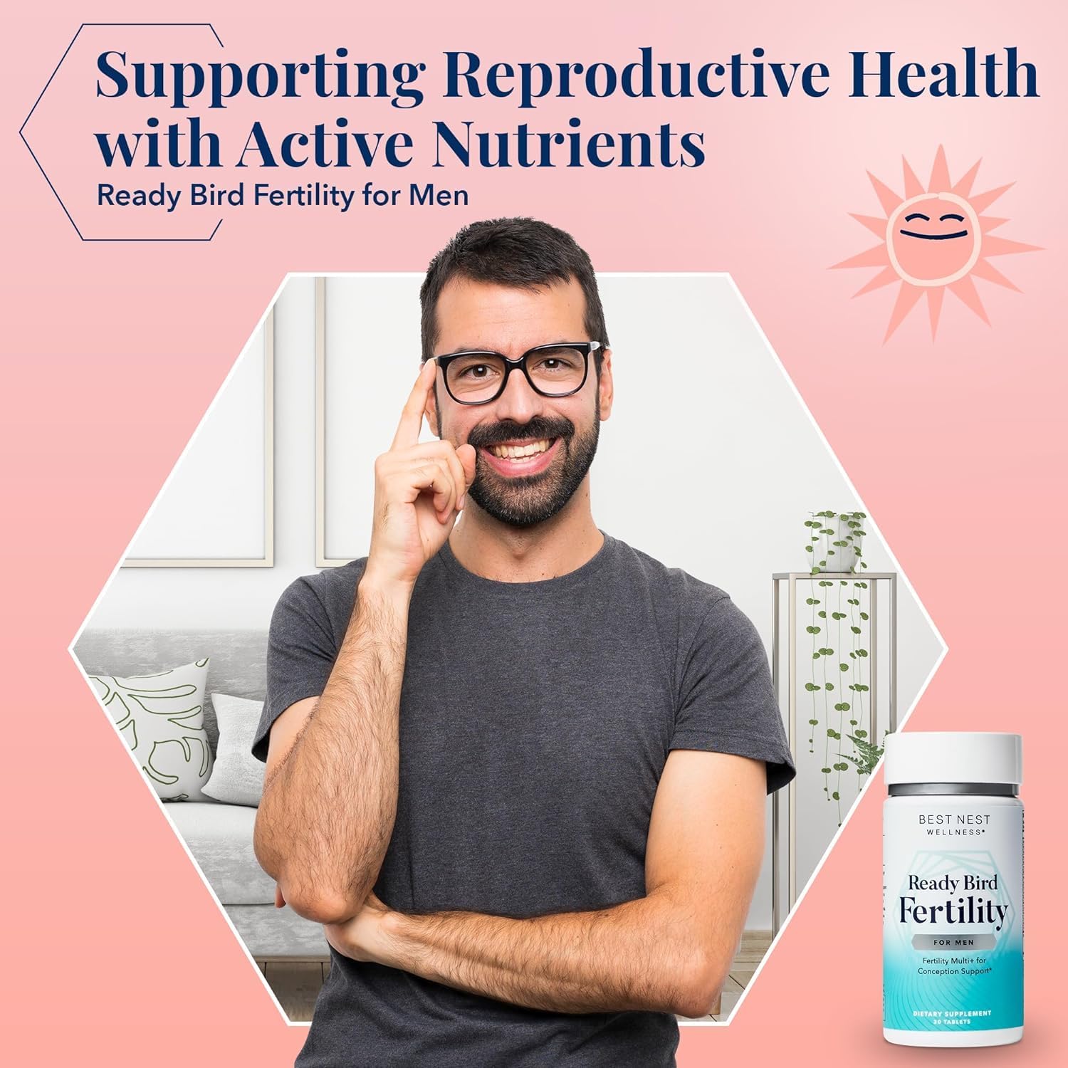 Men's Fertility Multivitamin Supplement with Methylated Vitamins, Antioxidants, Magnesium, & Zinc - 30 Tablets by Best Nest Wellness