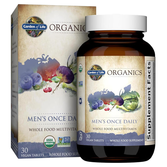 Men's Garden of Life Organics Multivitamin - Vegan Whole Food Supplement, 30 Tablets