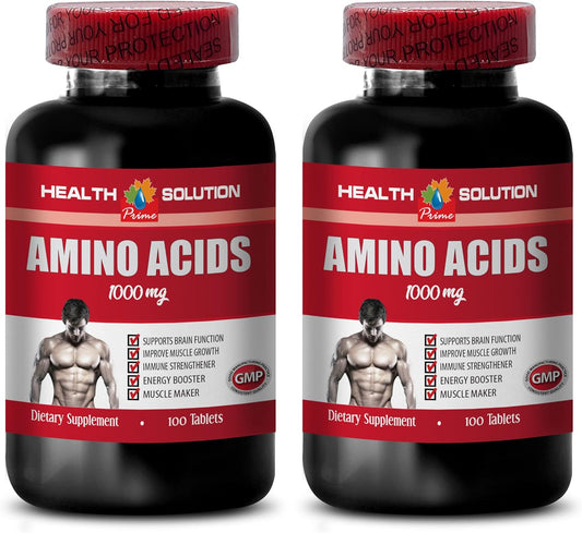 Men's Health Prime Pre-Workout Amino Acids Supplements - 1000mg, Electrolytes, BCAA for Muscle Growth - 2 Bottles x 200 Tabs