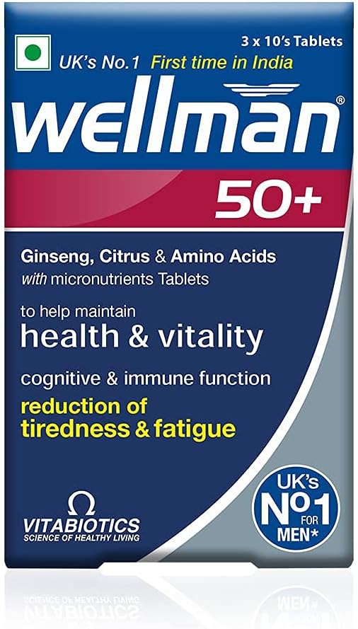 Men's Health Supplement 50+ - Supports Vitality, Reduces Fatigue - 30 Tablets