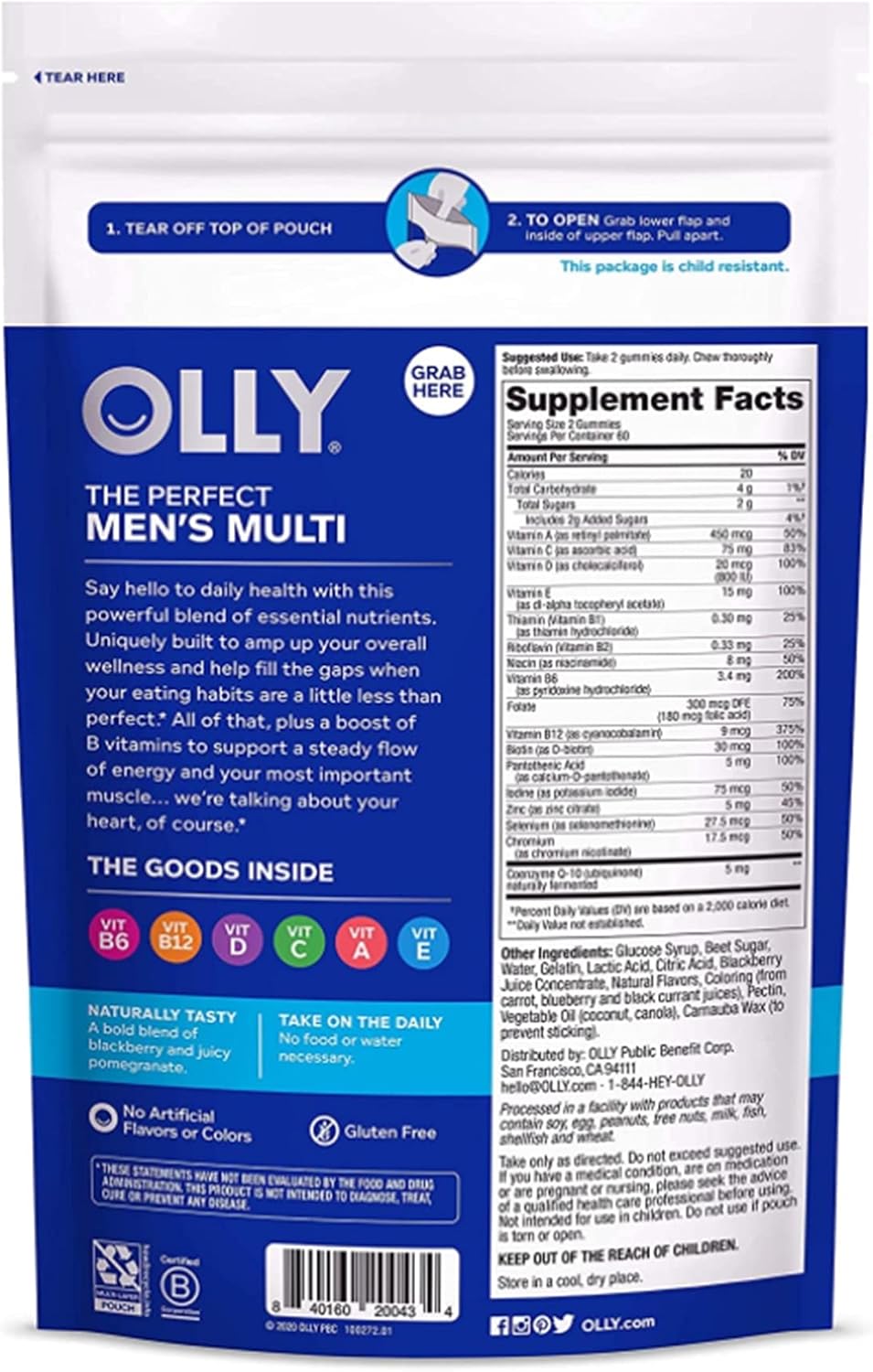 Men's Immune Support Multivitamin Gummies with Vitamins A, C, D, E, B, Lycopene, Zinc, BlackBerry - 120 Count