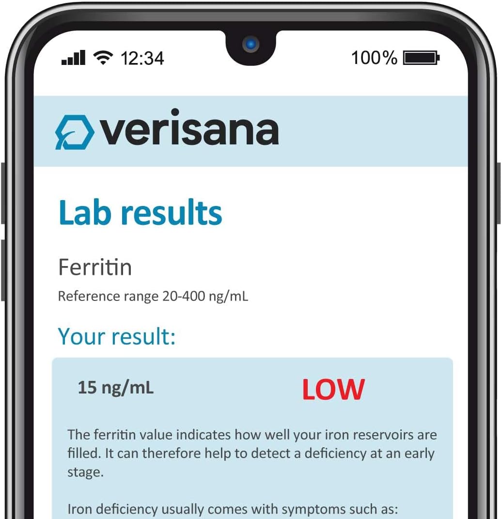 Men's Iron Deficiency Test - Check Your Ferritin Levels at Home with CLIA-Certified Lab - Verisana