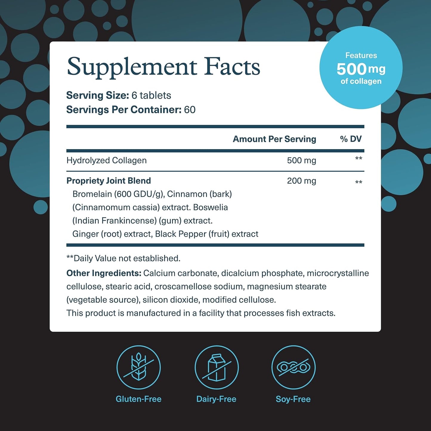 Men's Joint Collagen Supplement with 18 Amino Acids, Boswellia Extract, Ginger & Black Pepper - Supports Joint Health - Dairy, Soy, Gluten Free - 120 Tablets