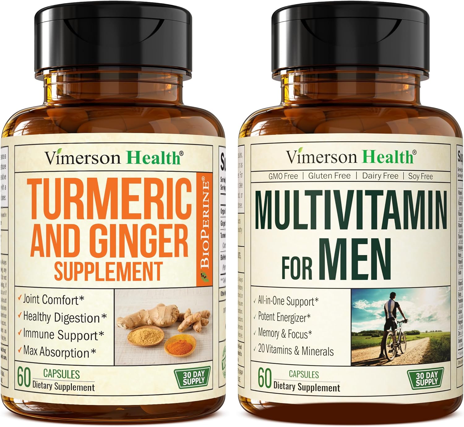 Men's Joint Support Multivitamin with Turmeric & Ginger Root Supplement by Vimerson Health