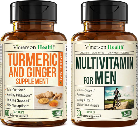 Men's Joint Support Multivitamin with Turmeric & Ginger Root Supplement by Vimerson Health
