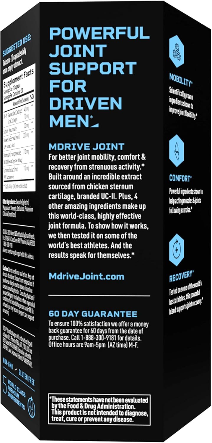 Men's Joint Support Supplement - Promotes Healthy Joint Function, Flexibility, & Mobility - With UC-II Collagen, Turmeric Curcumin, & Hyaluronic Acid - 30ct