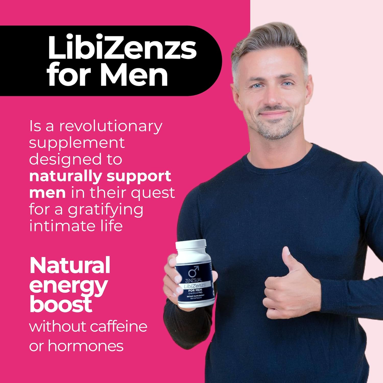 Men's Libido Boosting Supplement - Natural Blend with Ginseng, Maca, Ashwagandha - Increases Testosterone - Gluten Free (120 Caps)