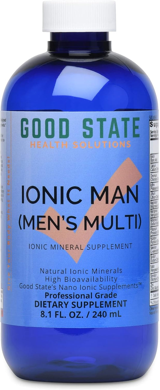 Men's Liquid Ionic Multi Mineral Supplement - Good State Ionic Man | Vegan-Friendly | 15 Minerals | 8 oz. Bottle