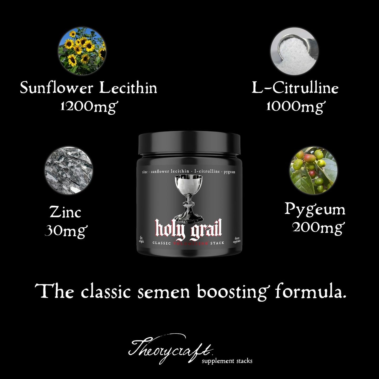 Men's Load & Fertility Enhancer Softgel Stack with Sunflower Lecithin, Pygeum, L-Citrulline, & Zinc - Boost Semen Volume & Testosterone in One Month