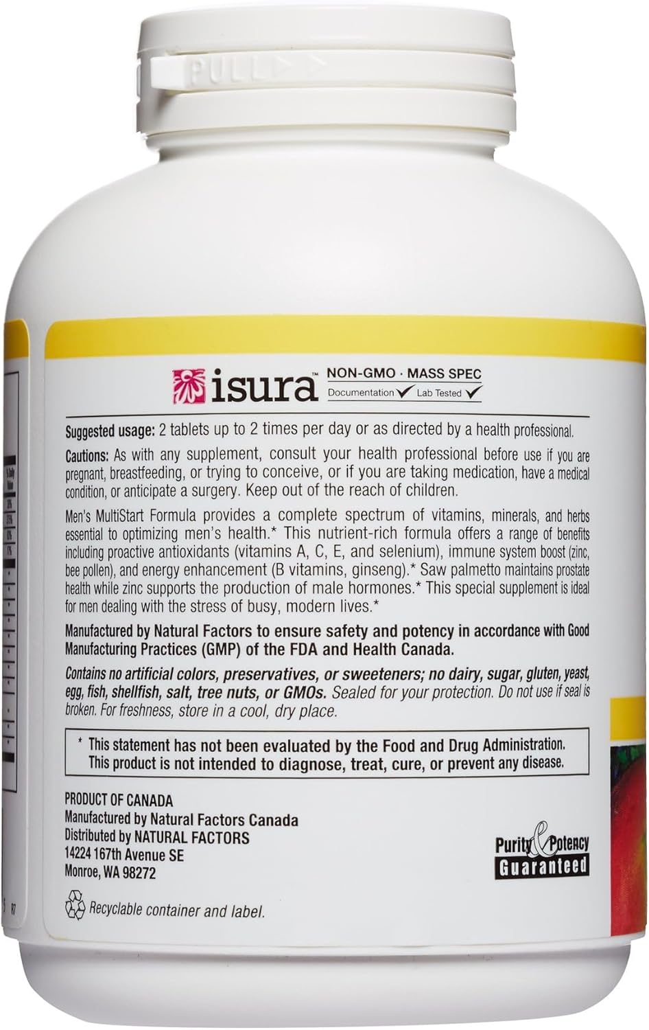 Men's MultiStart Daily Multivitamin by Natural Factors, 120 Tablets for Immune Health & Energy, 60 Servings
