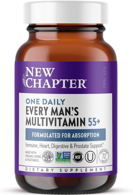 Men's Multivitamin 50 Plus with 20+ Nutrients for Brain, Heart, Digestive, Prostate & Immune Support - Gentle on Stomach - 72 ct