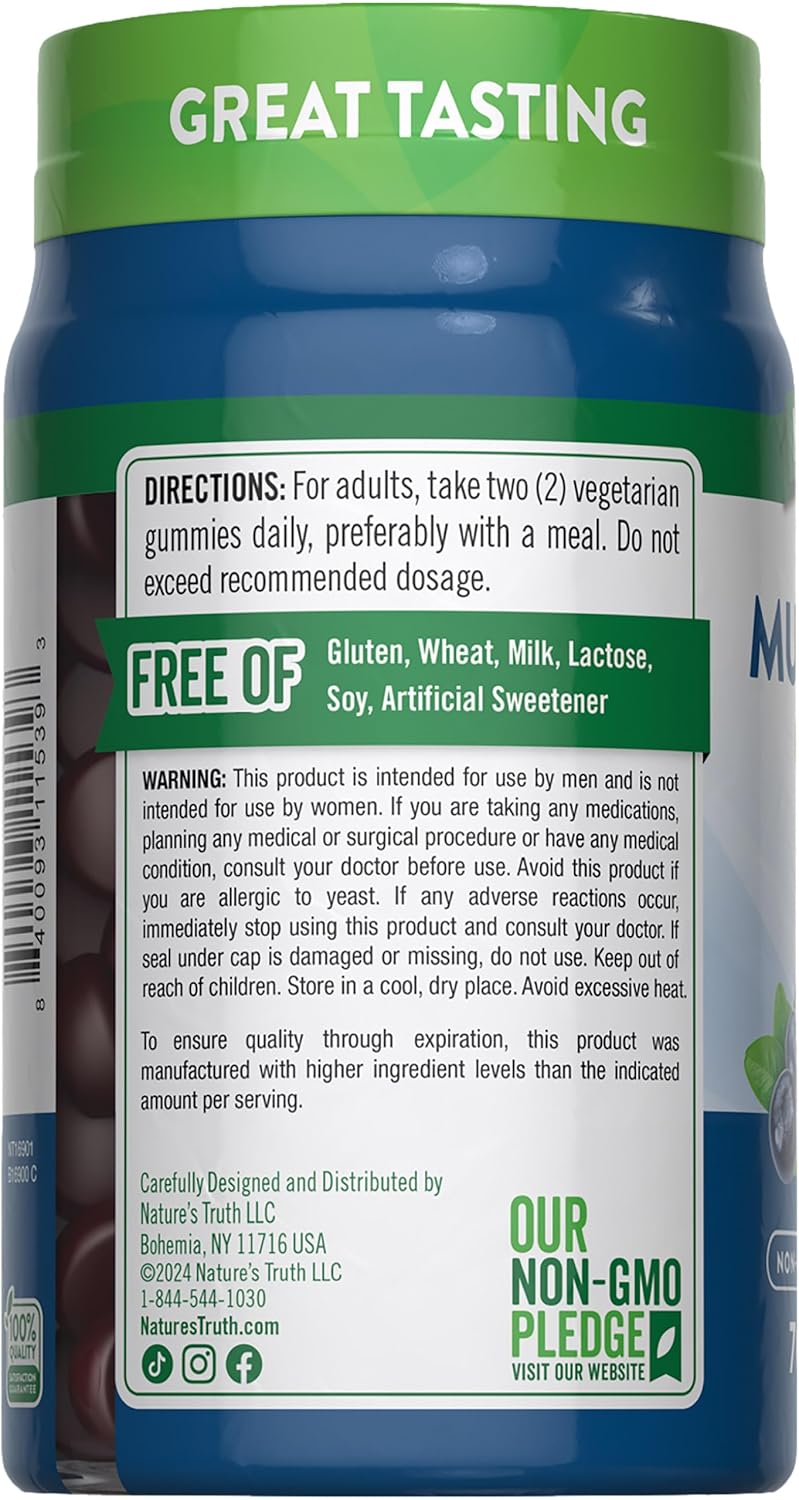 Men's Multivitamin Gummies with B12, D3, & Zinc | Blueberry Flavor | 70 Count | Vegetarian, Non-GMO, Gluten Free