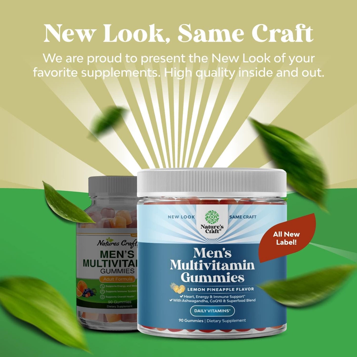 Men's Multivitamin Gummies with Superfood Complex, CoQ10, and Ashwagandha - Daily Energy and Immunity Support - Vegetarian (2 Month Supply)