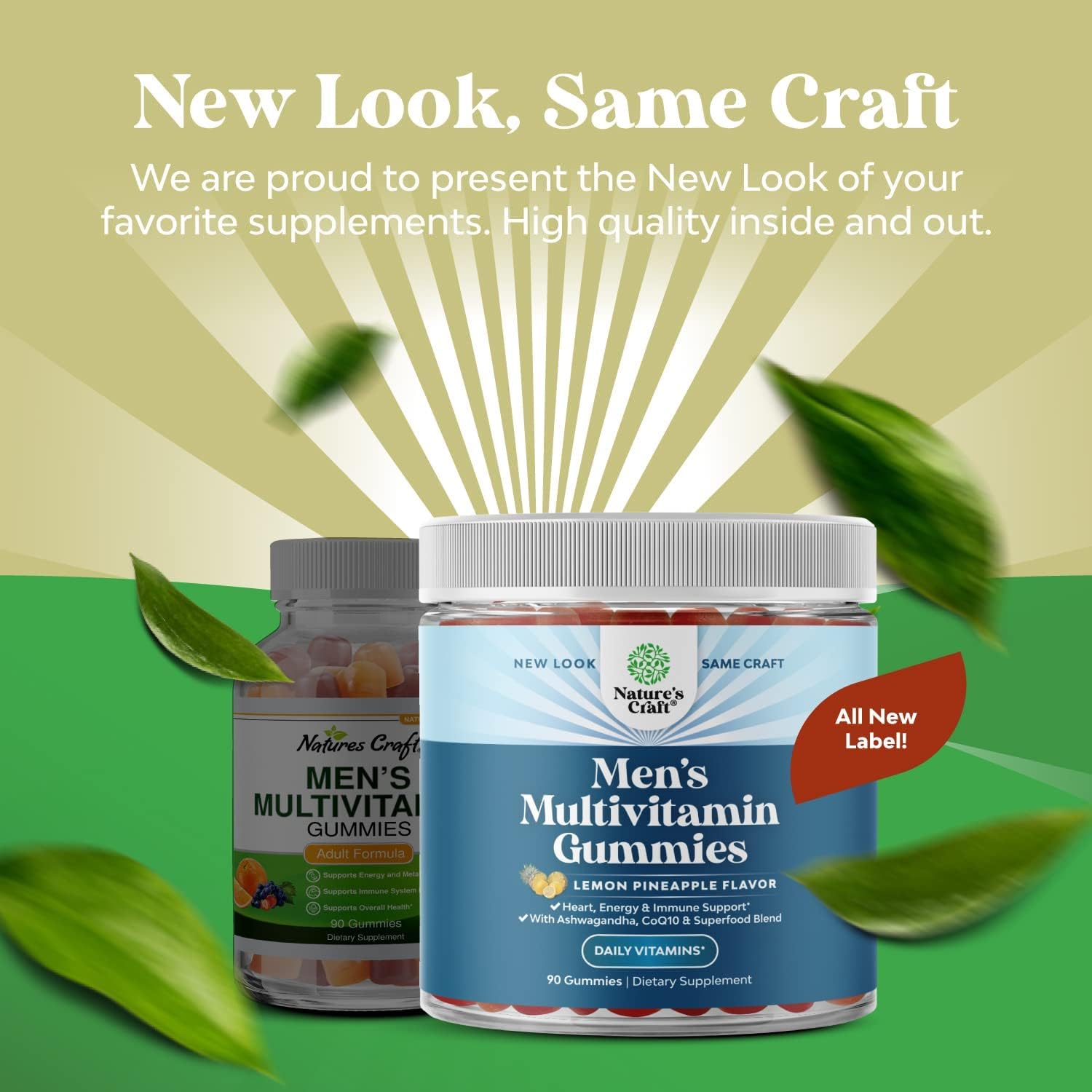 Men's Multivitamin Gummies with Superfood Complex, CoQ10, and Ashwagandha - Daily Energy and Immunity Support - Vegetarian (2 Month Supply)