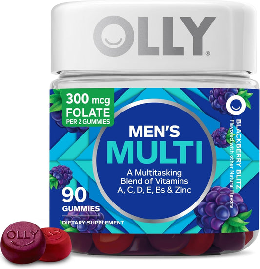 Men's Multivitamin Gummy with Vitamins A, C, D, E, B, Zinc, Blackberry Flavor - 90 Count