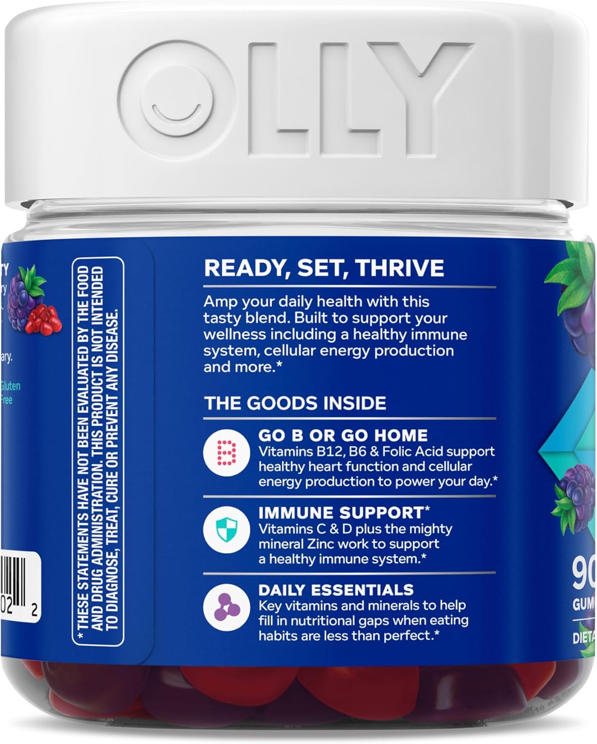 Men's Multivitamin Gummy with Vitamins A, C, D, E, B, Zinc, Blackberry Flavor - 90 Count