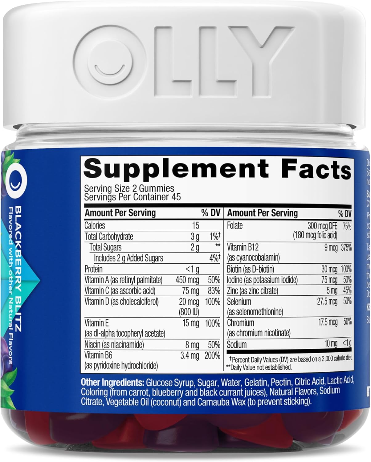 Men's Multivitamin Gummy with Vitamins A, C, D, E, B, Zinc, Blackberry Flavor - 90 Count