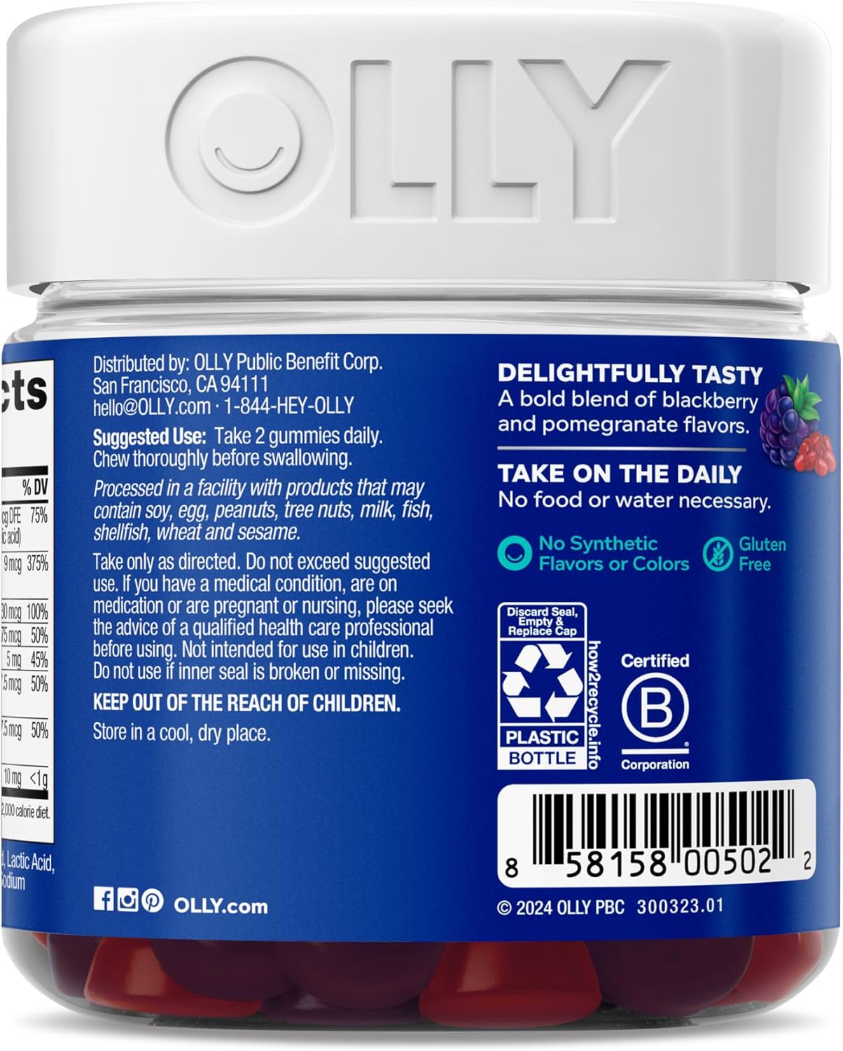 Men's Multivitamin Gummy with Vitamins A, C, D, E, B, Zinc, Blackberry Flavor - 90 Count