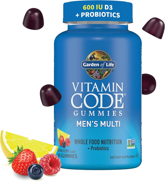 Men's Multivitamin Gummy with Vitamins C, D, E, B, Zinc, Probiotics for Energy, Stamina, Stress, Digestive & Immune Health - 90 Gummies