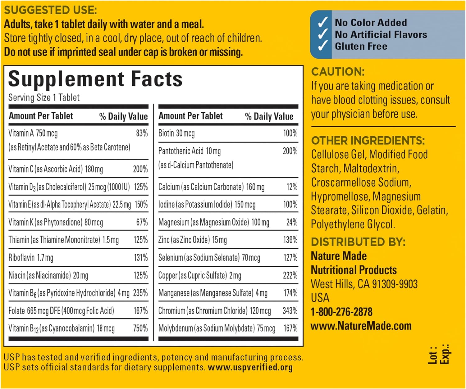 Men's Multivitamin Without Iron for Daily Nutrition, 90 Tablets - 90 Day Supply