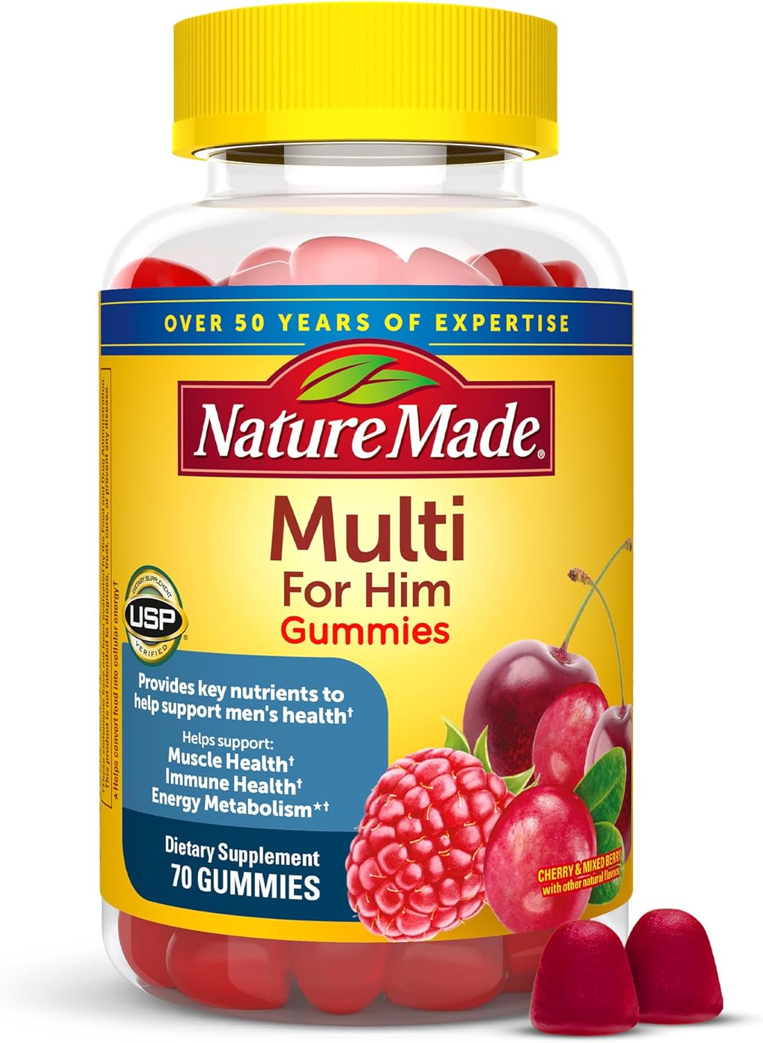 Men's Nature Made Multi Gummy Vitamins for Energy Metabolism Support, 70 Vitamins and Minerals, 35 Day Supply