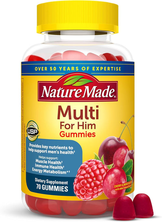 Men's Nature Made Multi Gummy Vitamins for Energy Metabolism Support, 70 Vitamins and Minerals, 35 Day Supply