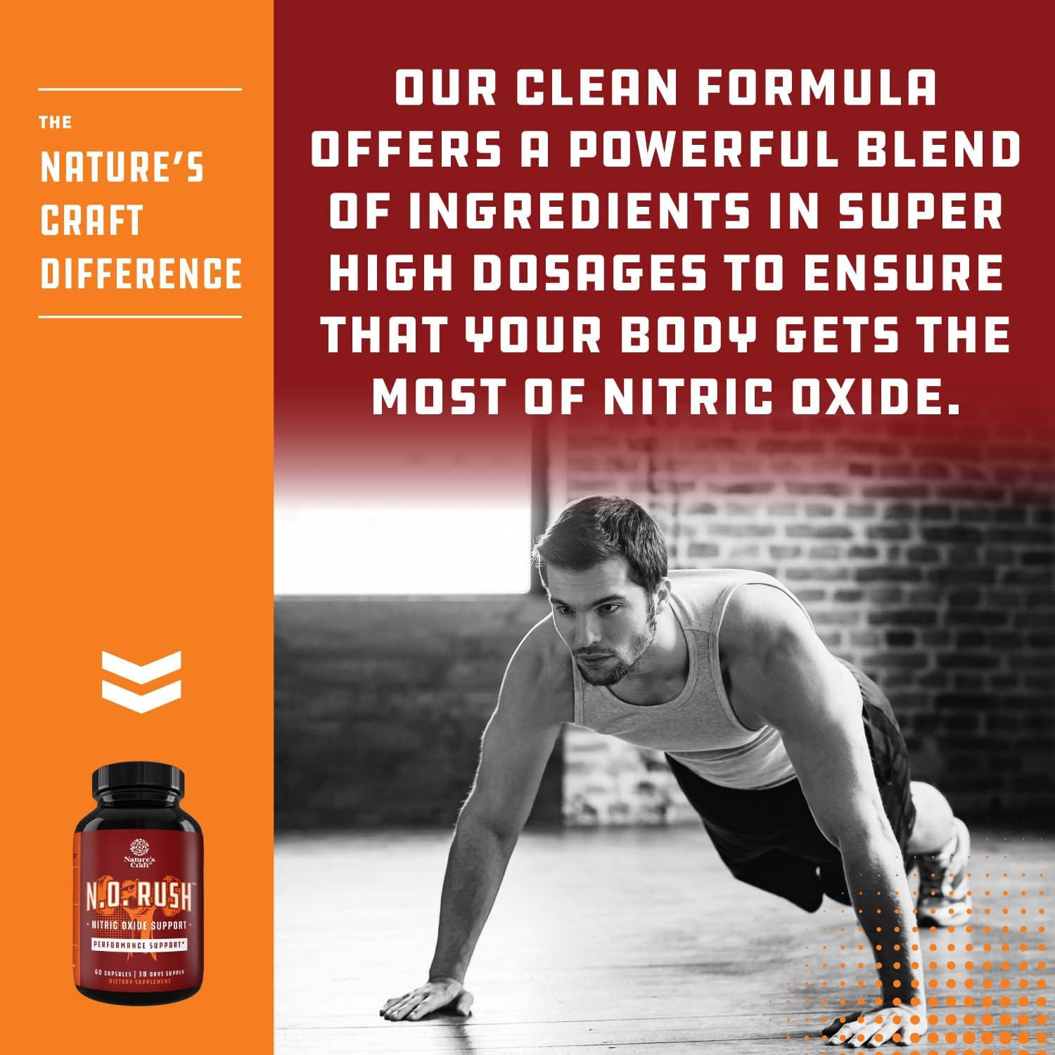 Men's Nitric Oxide Supplement with L-Arginine & L-Citrulline for Muscle Growth & Energy Boost