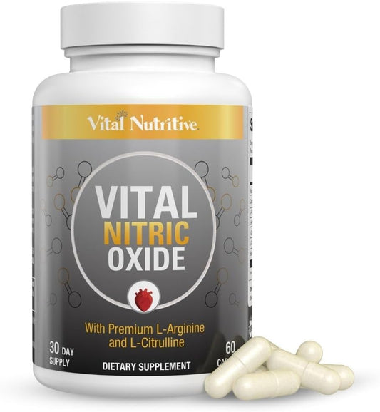 Men's Nitric Oxide Workout Booster Supplement - Boost Blood Flow, Energy, Performance - 60 Capsules