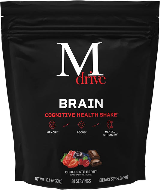 Men's Nootropic Brain Shake - Boost Memory, Focus, and Cognitive Function - Chocolate Berry Flavor - 30 Servings