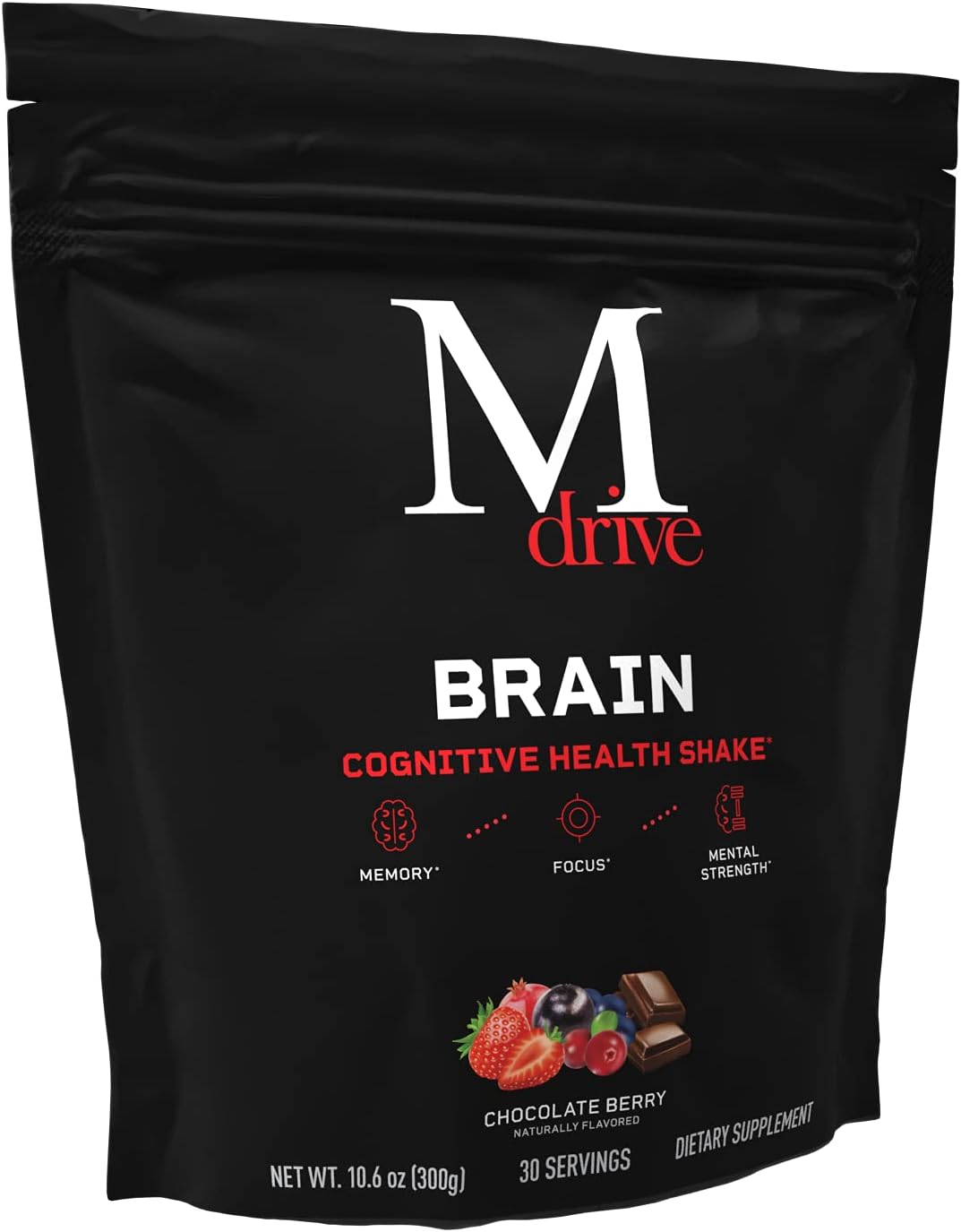 Men's Nootropic Brain Shake - Boost Memory, Focus, and Cognitive Function - Chocolate Berry Flavor - 30 Servings