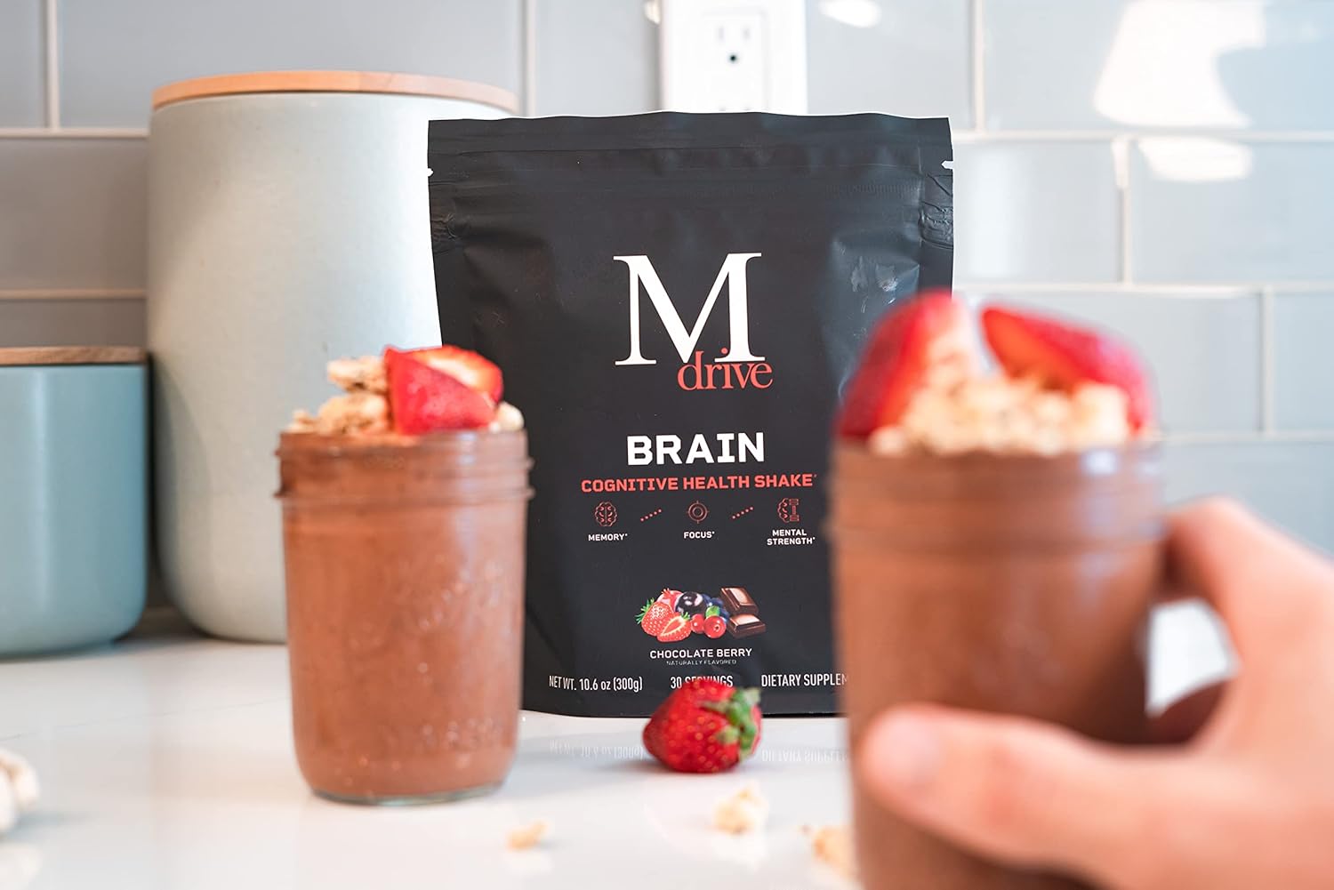 Men's Nootropic Brain Shake - Boost Memory, Focus, and Cognitive Function - Chocolate Berry Flavor - 30 Servings