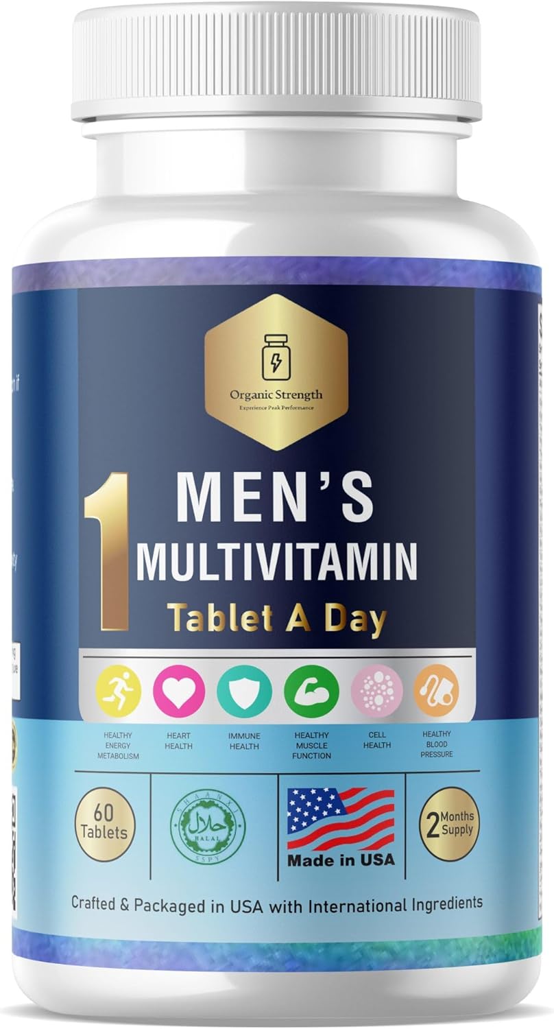 Men's Organic Daily Multivitamin & Multimineral Supplement for Enhanced Energy - Effortless Multi Vitamin with 60 Tablets