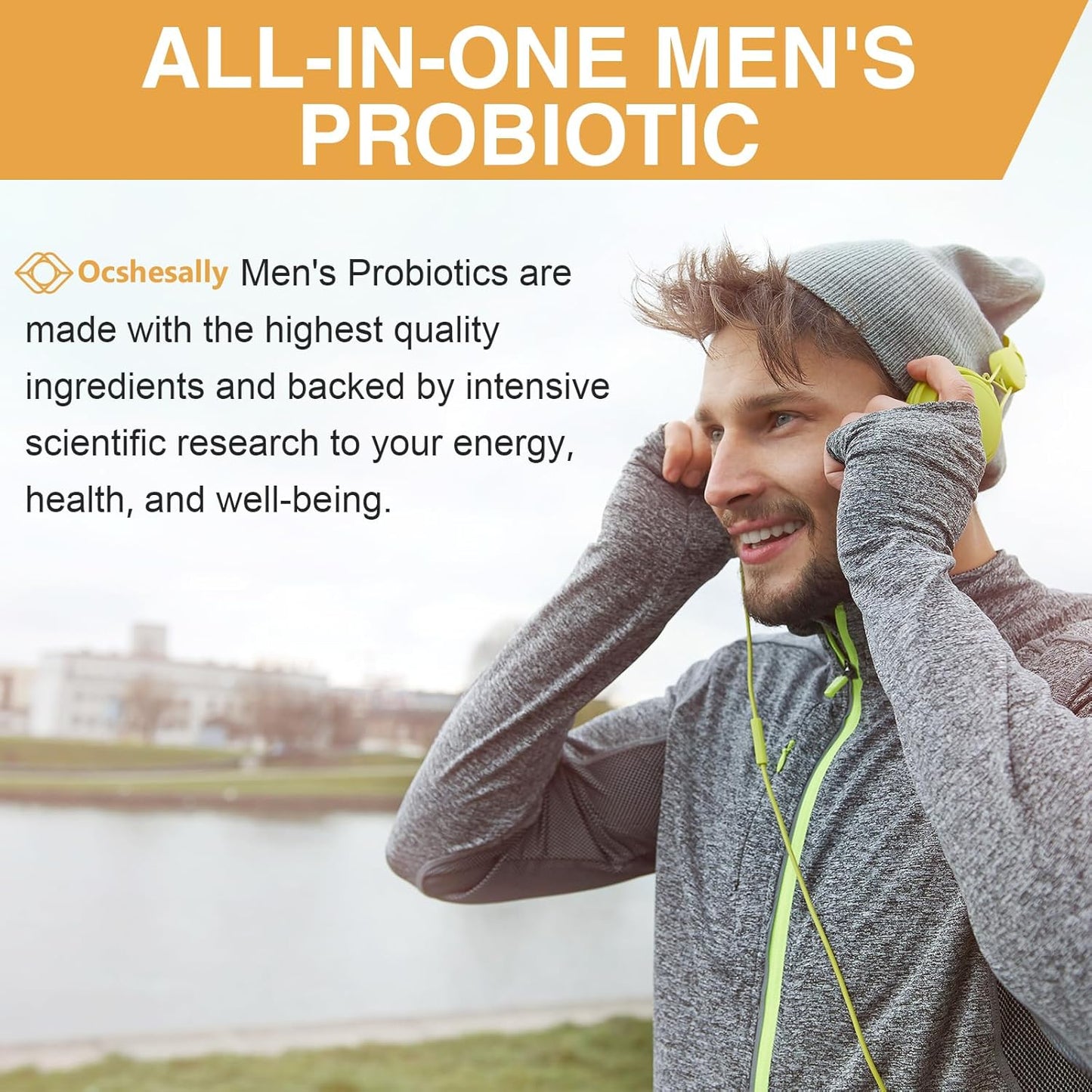 Men's Probiotic Supplement with 500 Billion CFUs & 12 Strains, Turmeric, Cranberry, Goji - Digestive, Immune, Urinary Tract Health - 60-Day Supply