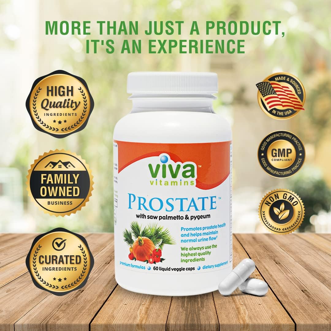 Men's Prostate Health Supplements with Pygeum, Pumpkin Seed Oil, Saw Palmetto - Prostate Formula for Bladder Health - 60 Veggie Capsules