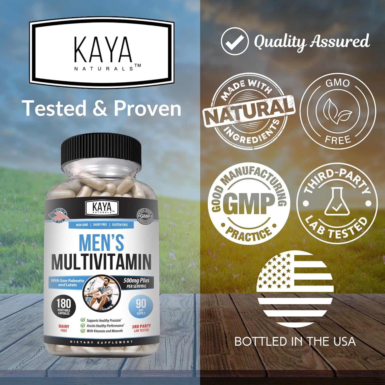 Men's Prostate Multivitamin with Minerals - Daily Supplement for Men - Supports Prostate Health - 180 Veggie Capsules