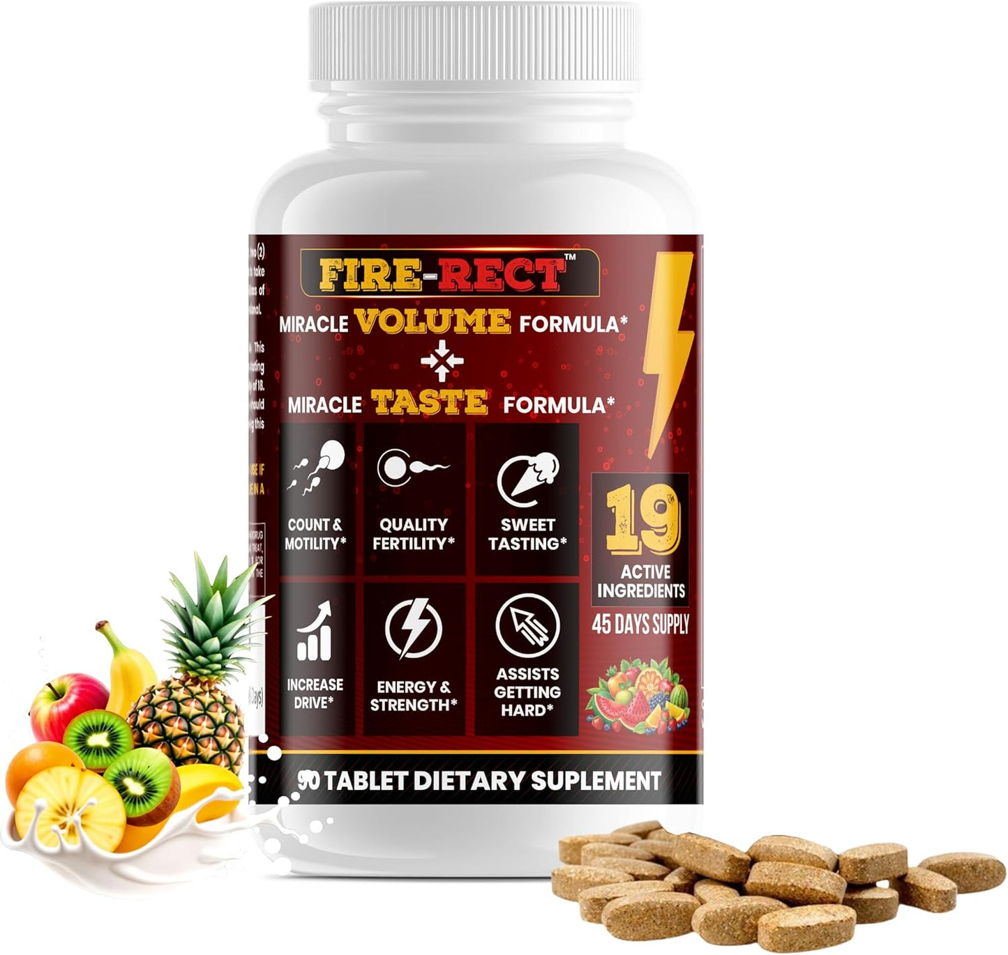 Men's Semen Health & Fertility Supplement - Increase Semen Volume & Taste - Doctor Formulated Semen Volumizer - 90 Tablets (45 Days)