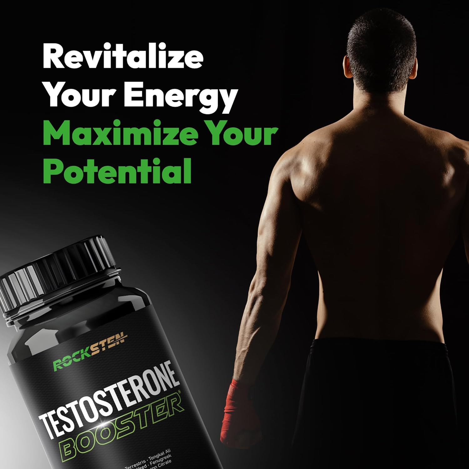 Men's Strength & Stamina Enhancer Supplement with Tribulus Terrestris & Tongkat Ali - Enhance Stamina, Energy, Muscle Growth - Test Boost Capsules for Bodybuilding & Workouts