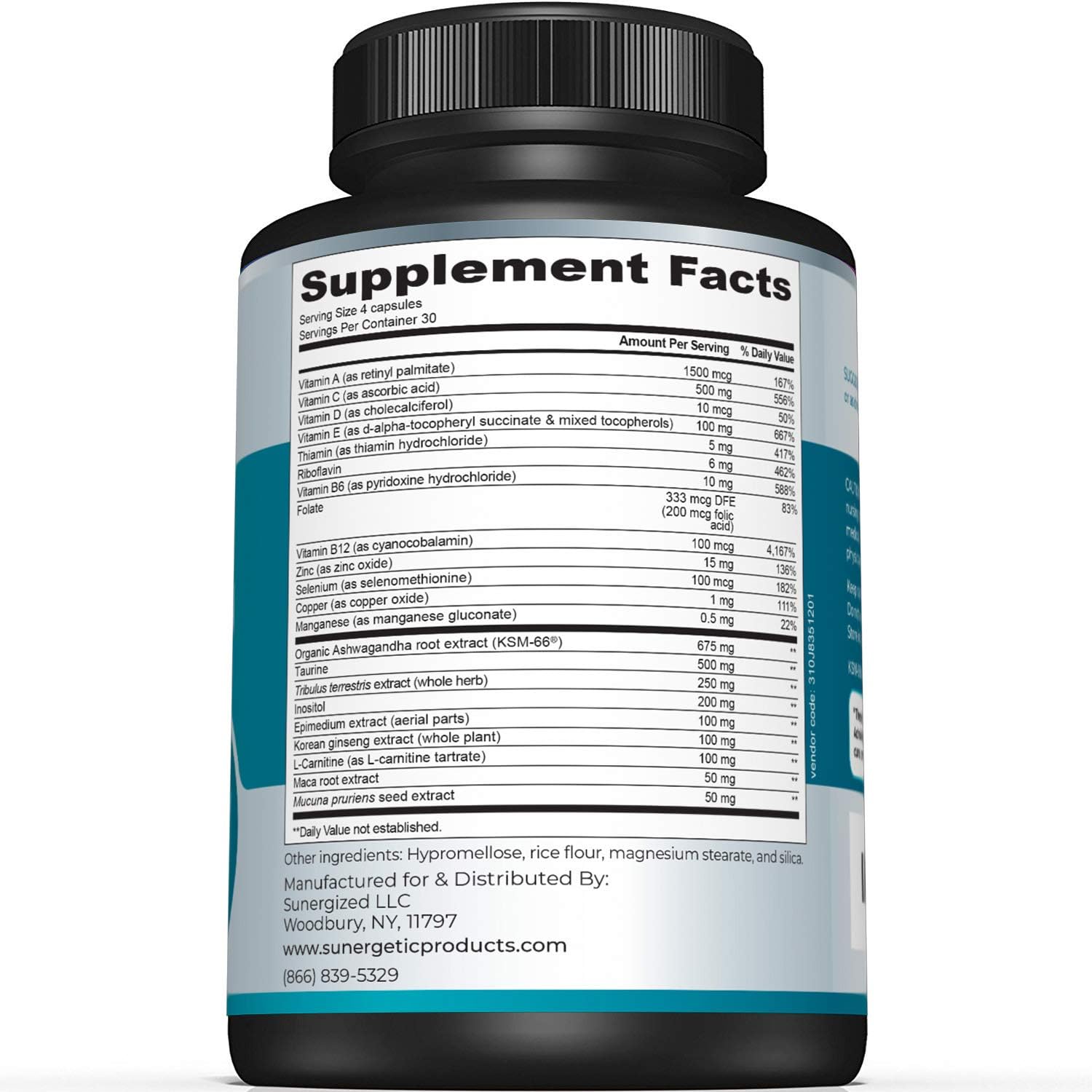 Men’s Support Supplement with Zinc, Ashwagandha, Maca, L-Carnitine & Vitamins - Boosts Energy, Stamina, Endurance & Stress Management - 120 Capsules