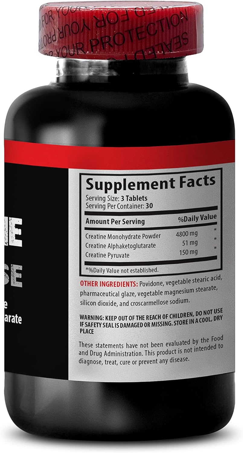 Men's VIP CREATINE TRI-Phase Bodybuilding Supplements - 3X Monohydrate Pills for Muscle Gain and Recovery - Unflavored HCL Formula - 90 Tabs