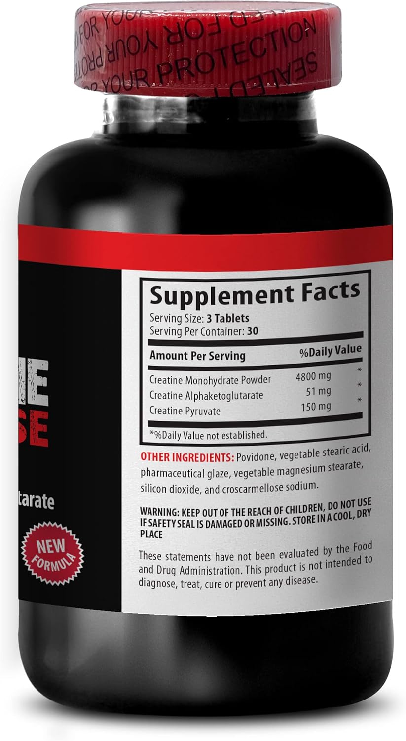 Men's VIP CREATINE TRI-Phase Bodybuilding Supplements - 3X Monohydrate Pills for Muscle Gain and Recovery - Unflavored HCL Formula - 90 Tabs