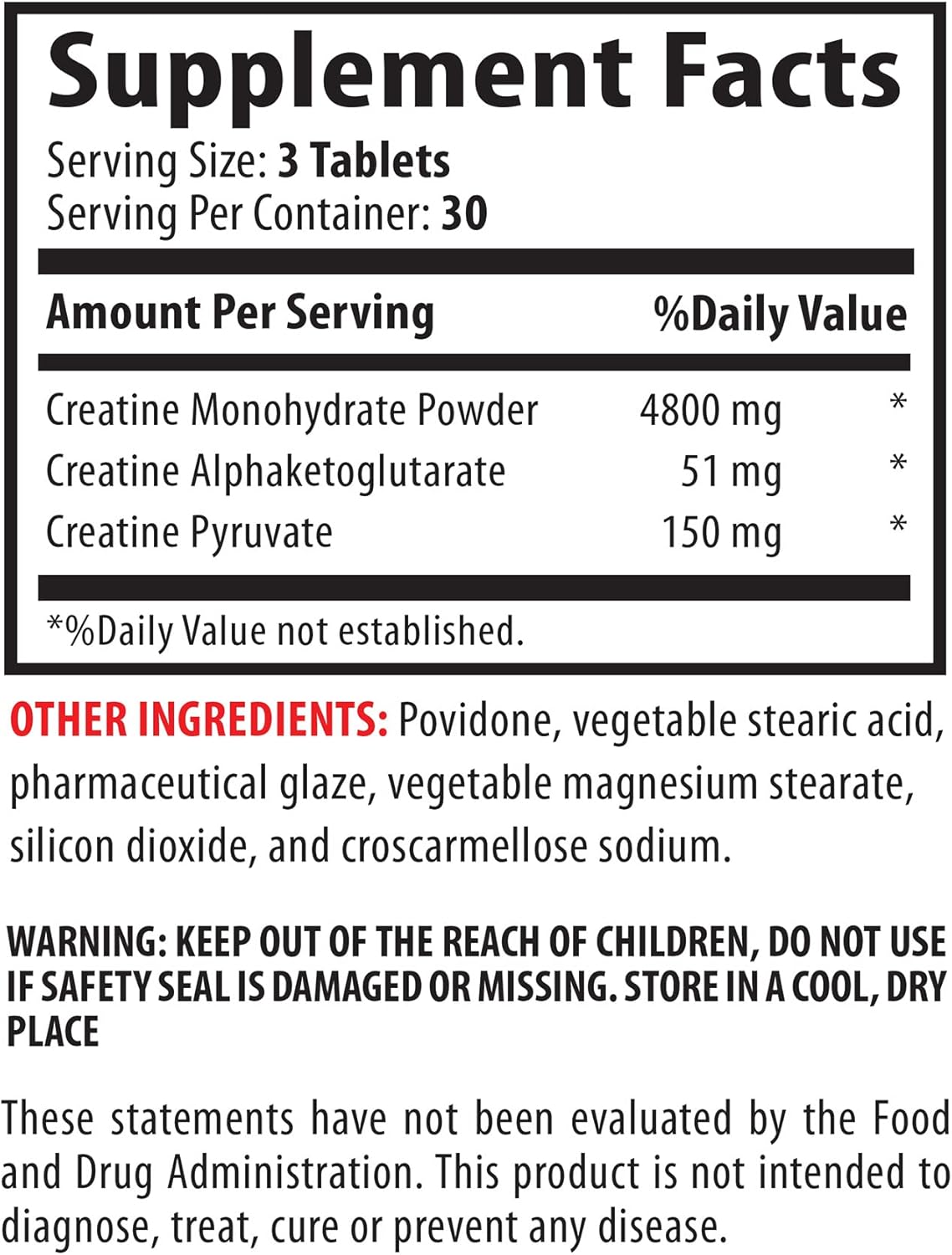 Men's VIP CREATINE TRI-Phase Bodybuilding Supplements - 3X Monohydrate Pills for Muscle Gain and Recovery - Unflavored HCL Formula - 90 Tabs